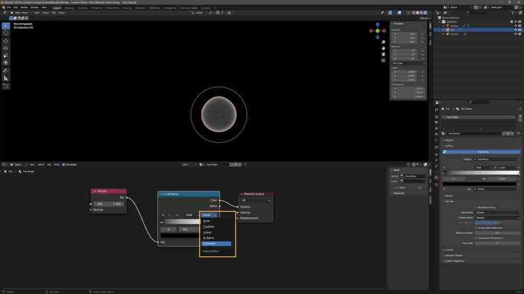 Easy Blender Fire in Minutes! How to Make Fire in Blender Using Metaballs, Particles, Eevee, and a Simple Shader 46 Blender Fire - Shader - Changing the Color Ramp Node from Linear to Constant