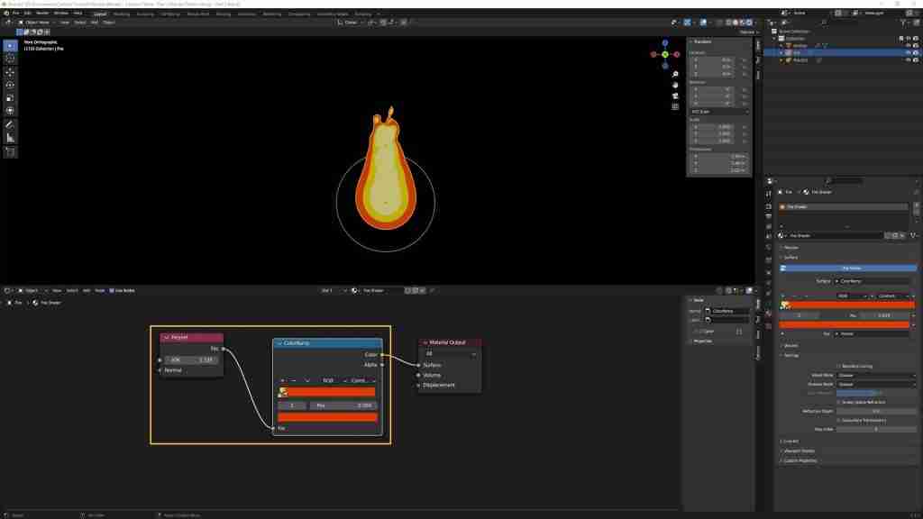 Easy Blender Fire in Minutes! How to Make Fire in Blender Using Metaballs, Particles, Eevee, and a Simple Shader 56 Blender Fire - Shader - Final Shader Settings for the Fresnel and Color Ramp Nodes
