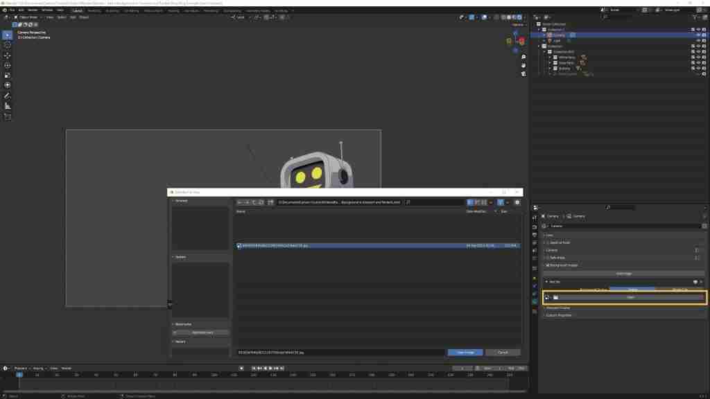 Blender Background Image Tutorial - Select the Image