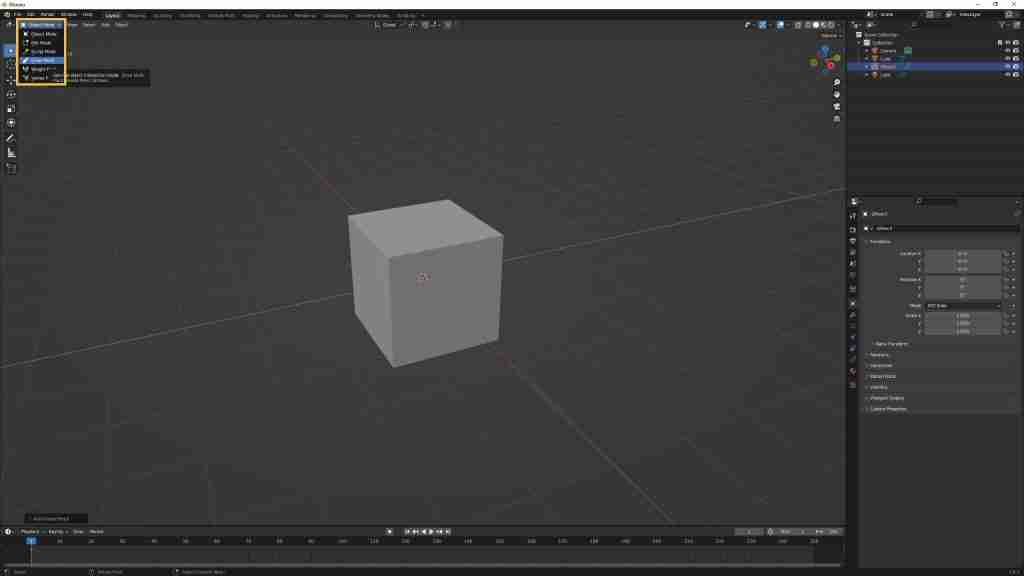 5 Easy Steps to Draw on a 3D Object with Blender Grease Pencil 2 Draw on a 3D Object with Blender Grease Pencil - Change to Draw Mode