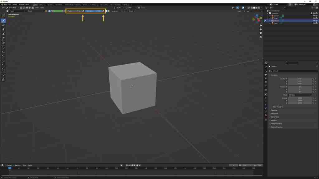 5 Easy Steps to Draw on a 3D Object with Blender Grease Pencil 3 Draw on a 3D Object with Blender Grease Pencil - Adjust the Draw Tool