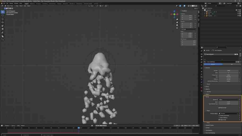 Easy Blender Fire in Minutes! How to Make Fire in Blender Using Metaballs, Particles, Eevee, and a Simple Shader 13 Blender Fire - Modelling - Scaling the emitter in Blender