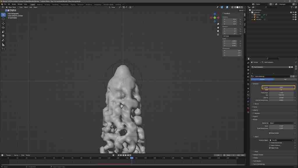 Easy Blender Fire in Minutes! How to Make Fire in Blender Using Metaballs, Particles, Eevee, and a Simple Shader 14 Blender Fire - Modelling - Increasing the number of emitted objects in Blender